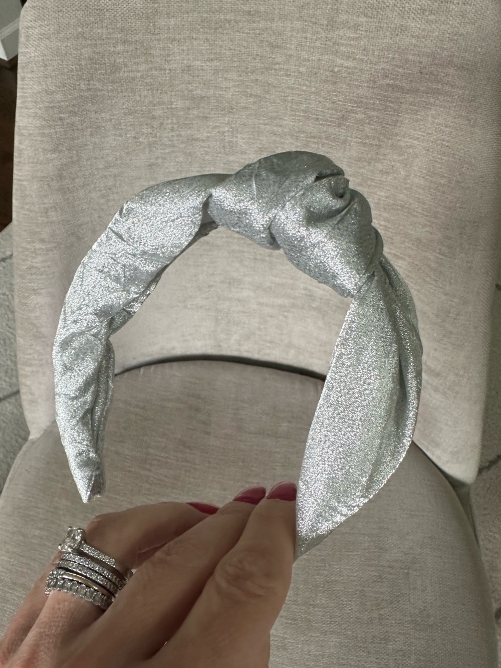 Like New J.Crew Oversized Metallic Knot Headband in silver